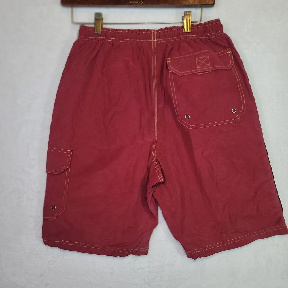 Y2K Retro Swim‎ Trunks Beach Surf Vacation Cruise Red Mens Size S